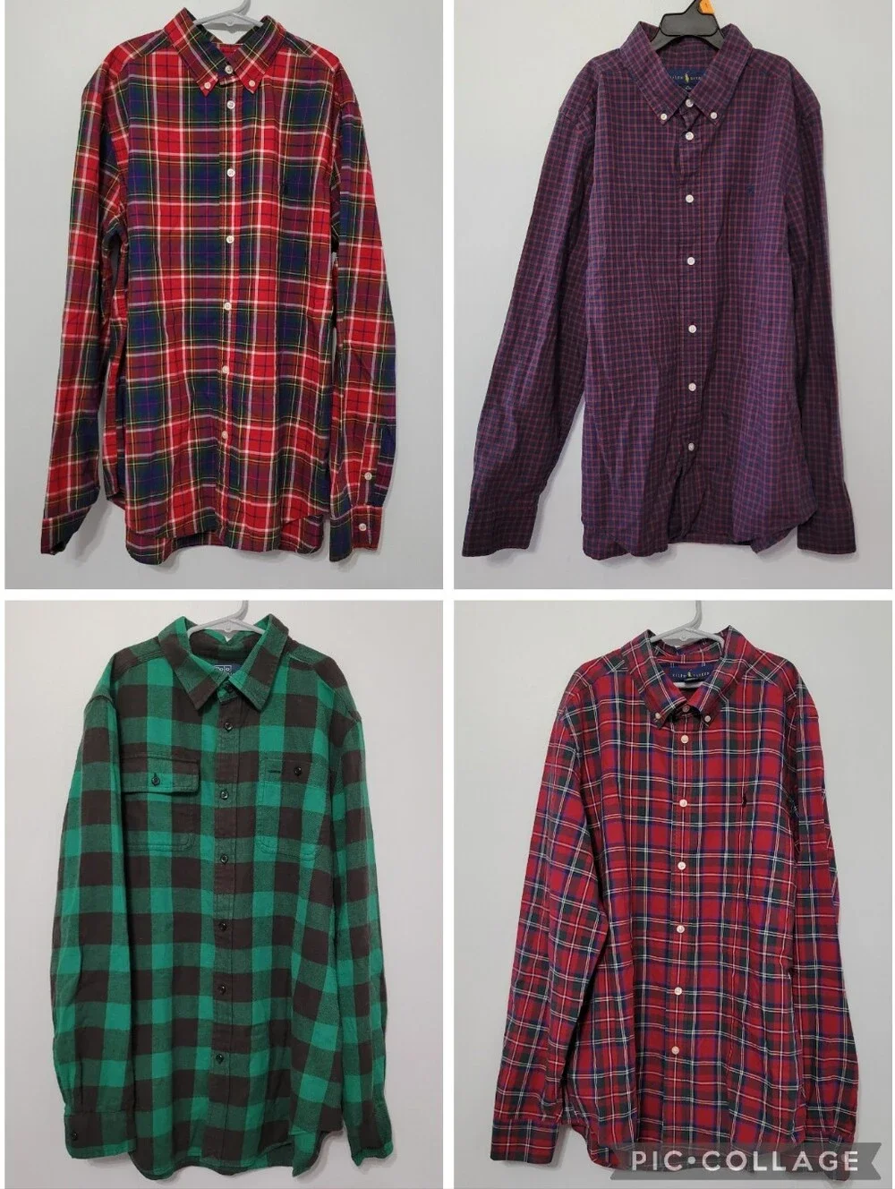 Lot 4 Ralph Lauren Boys Plaid Long Sleeve Button Down Shirts Size XL Red Green